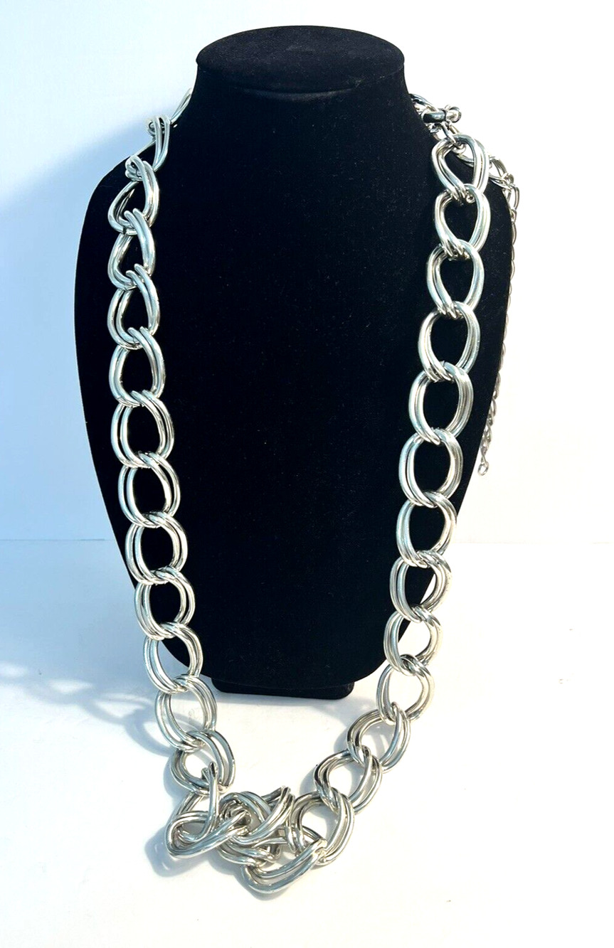 Nice Shimmery Chain Link Silver Plated Metal Belt Vintage